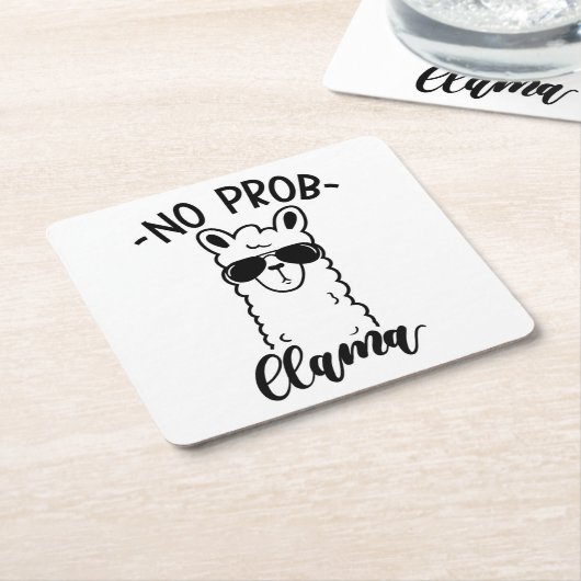 Koel No Prob Llama Kartonnen Onderzetters (Schuin)