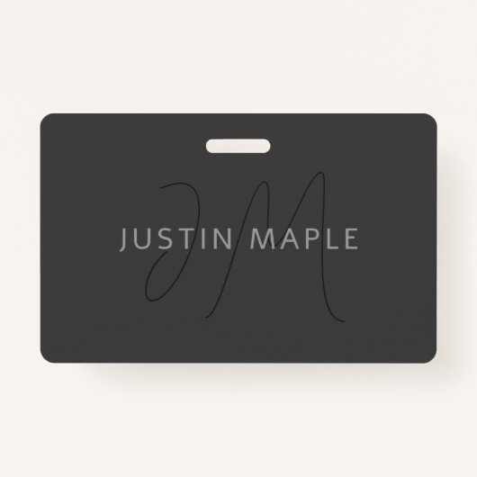 Koel Ogend Naam & Monogram | Donkergrijs Badge (Voorkant)