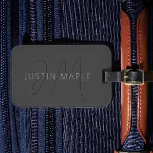 Koel Ogend Naam & Monogram | Donkergrijs Bagagelabel (Voorkant Insitu 4)