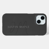 Koel Ogend Naam & Monogram | Donkergrijs Case-Mate iPhone Case (Achterkant (horizontaal))