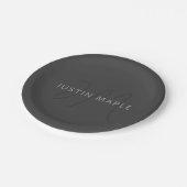 Koel Ogend Naam & Monogram | Donkergrijs Papieren Bordje (Gekanteld)