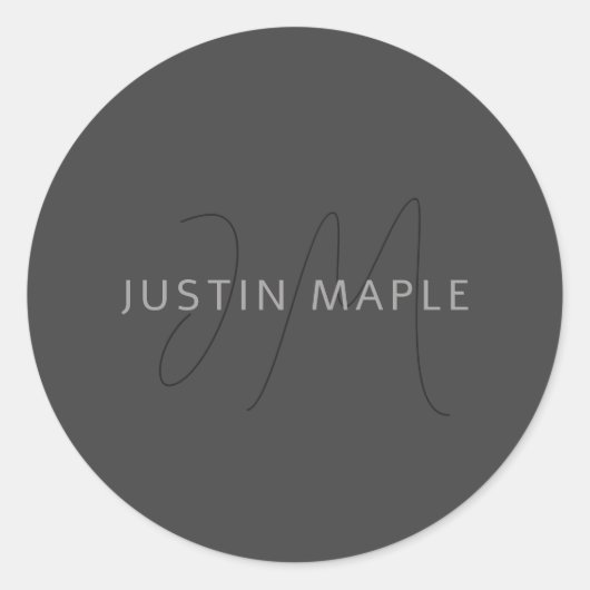 Koel Ogend Naam & Monogram | Donkergrijs Ronde Sticker (Voorkant)