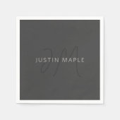 Koel Ogend Naam & Monogram | Donkergrijs Servet (Voorkant)