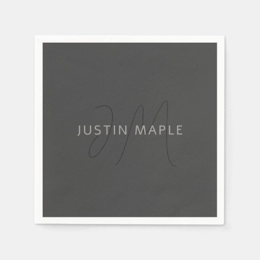 Koel Ogend Naam & Monogram | Donkergrijs Servet (Voorkant)