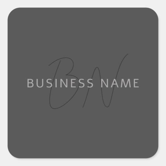 Koel Ogend Naam & Monogram | Donkergrijs Vierkante Sticker (Voorkant)