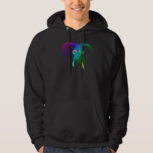 Koel olifant met Dj-zonnebril Hoodie (Voorkant)
