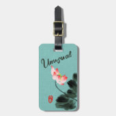 Koel Ongebruikelijke Floral Freehand Tekening Blau Bagagelabel (Voorkant verticaal)