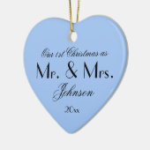 Koel ons eerste kerstfeest als Mr & Mrs  Blue Keramisch Ornament (Links)