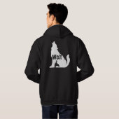 Koel ontwerp wolf voor hem Zwart-wit Hoodie (Achterkant volledig)