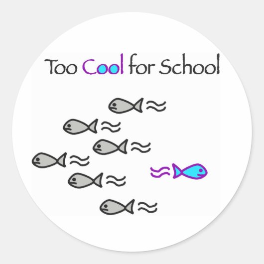 Koel ook voor School - vis Stickers (Voorkant)