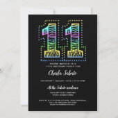 Koel op Black Fun 11e verjaardagsfeest uitnodiging (Voorkant)