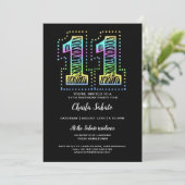 Koel op Black Fun 11e verjaardagsfeest uitnodiging (Staand voorkant)