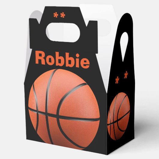 Koel Oranje Basketball en Monogram Favor Box Bedankdoosjes (Geopend)