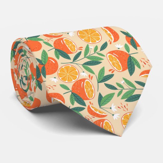 koel oranje betegeld patroon stropdas (Opgerold)