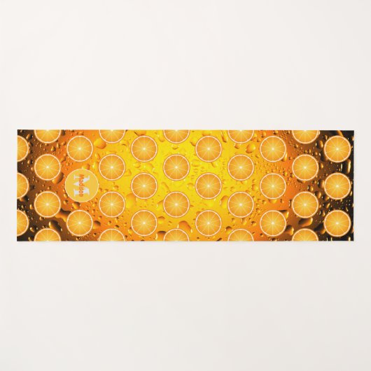 Koel Oranje plakken patroon waterdruppels Monogram Yogamat (Voorkant (horizontaal))