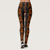 Koel Oranje schedels op zwarte Leggings voor Hallo (Achterkant)