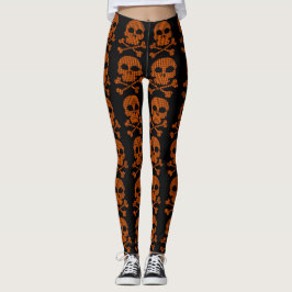 Koel Oranje schedels op zwarte Leggings voor Hallo