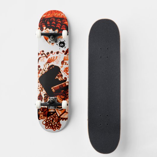 Koel Oranje zwart Persoonlijk Skateboard (Voorkant)