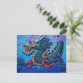 Koel-orthoekige chinese oliesleurige drakenverf briefkaart (Staand voorkant)