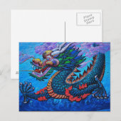 Koel-orthoekige chinese oliesleurige drakenverf briefkaart (Voorkant / Achterkant)