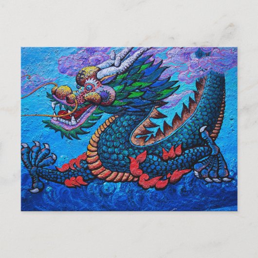 Koel-orthoekige chinese oliesleurige drakenverf briefkaart (Voorkant)