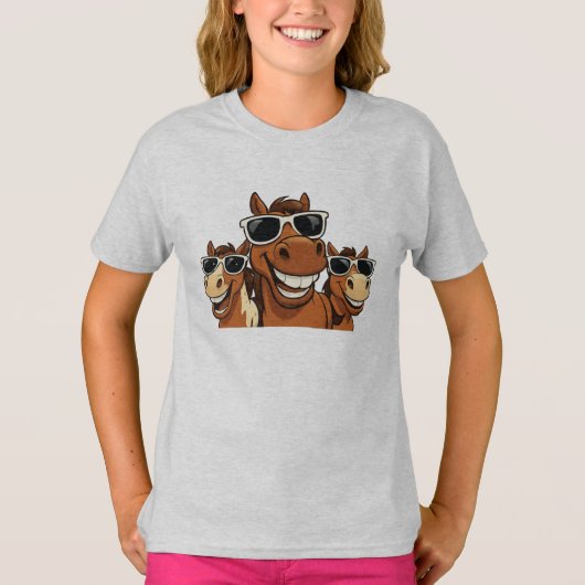 Koel paard met tinten T-shirt (Voorkant)