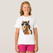 Koel paard met tinten t-shirt (Voorkant volledig)