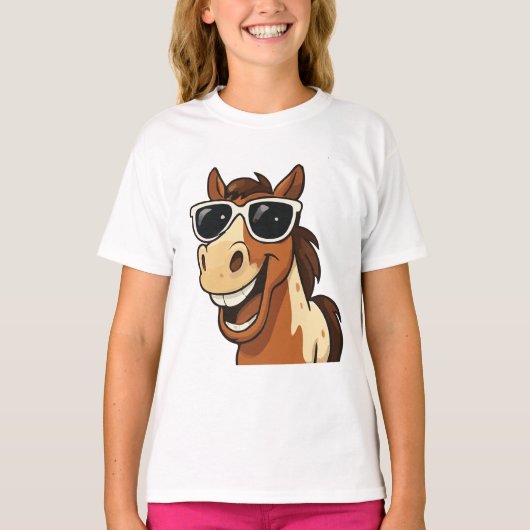 Koel paard met tinten t-shirt (Voorkant)