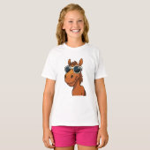 Koel paard met tinten t-shirt (Voorkant volledig)