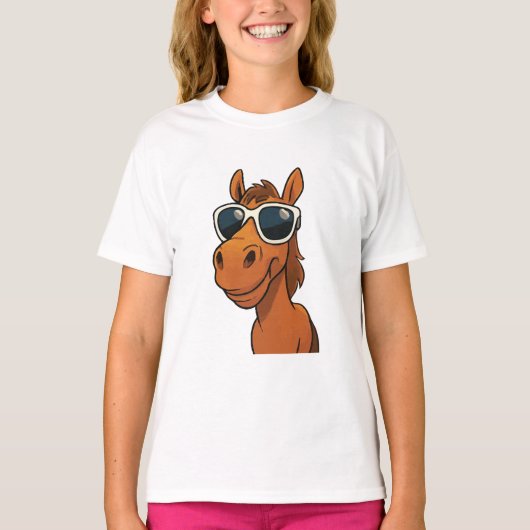 Koel paard met tinten t-shirt (Voorkant)