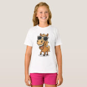 Koel paard met tinten t-shirt (Voorkant volledig)