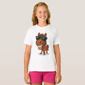Koel paard met tinten t-shirt (Voorkant volledig)