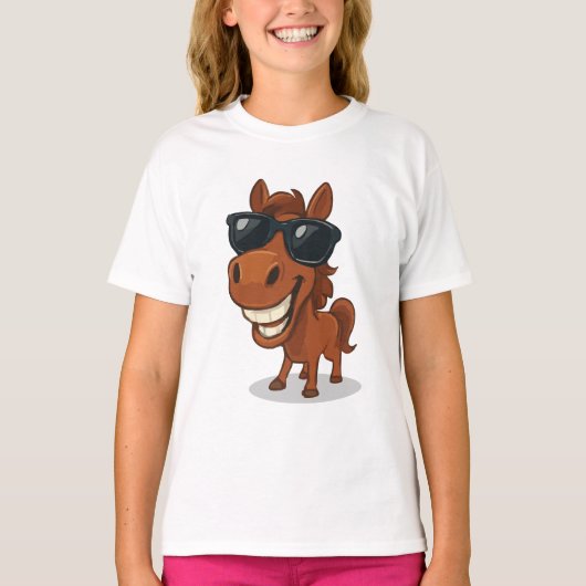 Koel paard met tinten t-shirt (Voorkant)