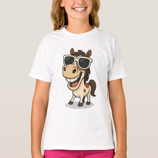 Koel paard met tinten t-shirt (Voorkant)