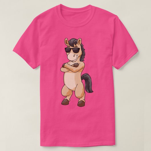 Koel paard met zonnebril t-shirt (Design voorkant)