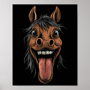 Koel paard toont tongpaarden rijden op paarden poster