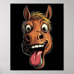 Koel paard toont tongpaarden rijden op paarden poster
