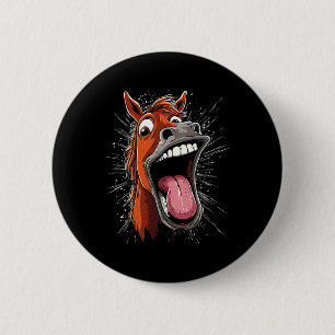Koel paard toont tongpaarden rijden op paarden ronde button 5,7 cm