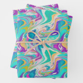 Koel Paarse Blauw Wit Marmeren Verfmix Patroon Inpakpapier Vel (In situ)