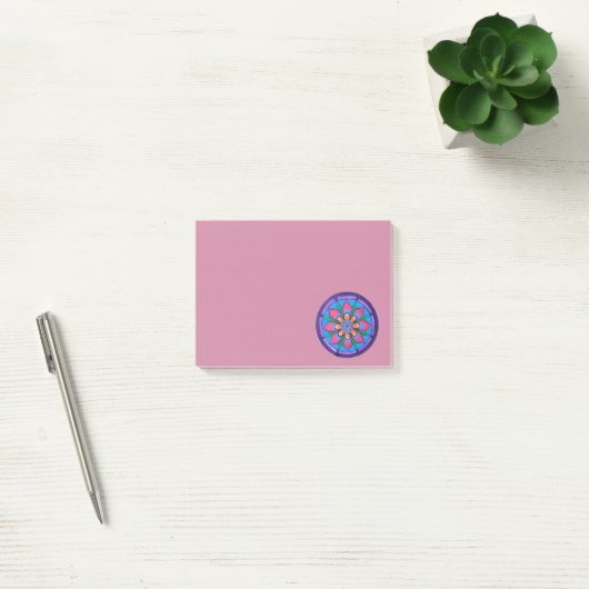 Koel paarse blauwe roze en groene mandala post-it® notes (Kantoor)