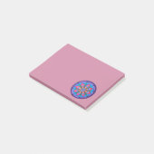 Koel paarse blauwe roze en groene mandala post-it® notes (Schuin)