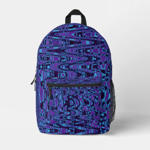 Koel Paarse en Blauwe Abstracte Tie Dye Retro Golv Bedrukte Rugzak