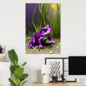 Koel Paarse kikker | AI Art Poster (Thuiskantoor)