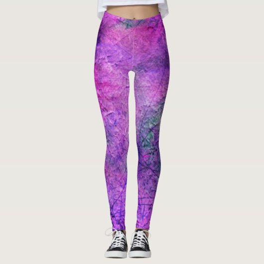 Koel Paarse Leggings met krasse vormgeving als Uit (Voorkant)