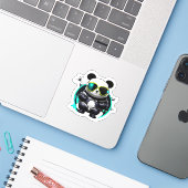 Koel Panda met Sticker auto's met brillenglas (Laptop met iPhone)