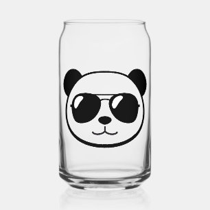 Koel panda met zonnebrillen blikvorm glas