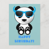 Koel panda met zonnebrillen | Happy Birthday blue Briefkaart (Voorkant)