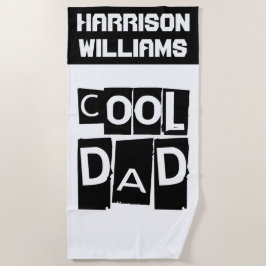 Koel papa Aangepaste naam Modern Black en White Strandlaken