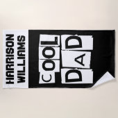 Koel papa Aangepaste naam Modern Black en White Strandlaken (Voorkant)