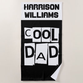 Koel papa Aangepaste naam Modern Black en White Strandlaken